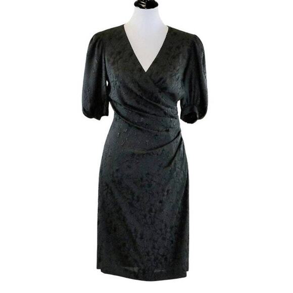 Vintage 1980s Black Cocktail Dress with Rhinestone Side-Cuff Buttons Small - Picture 1 of 10